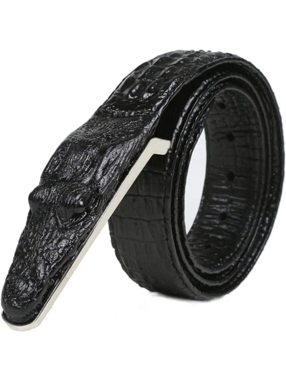 Stylish Men's Alligator Print Belt | Durable Cowhide Leather with Buckle